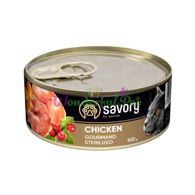 ΠΠ»Π°ΠΆΠ½ΡΠΉ ΠΊΠΎΡΠΌ Savory Cat Can Adult Sterilised ΠΊΡΡΠΈΡΠ° k 100 Π³