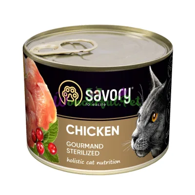 Влажный корм Savory Cat Can Adult Sterilised курица k 200 г