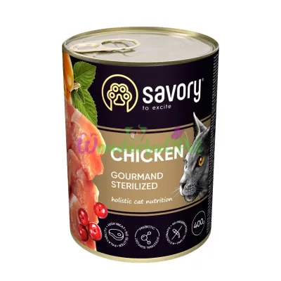 Влажный корм Savory Cat Can Adult Sterilised курица k 400 г