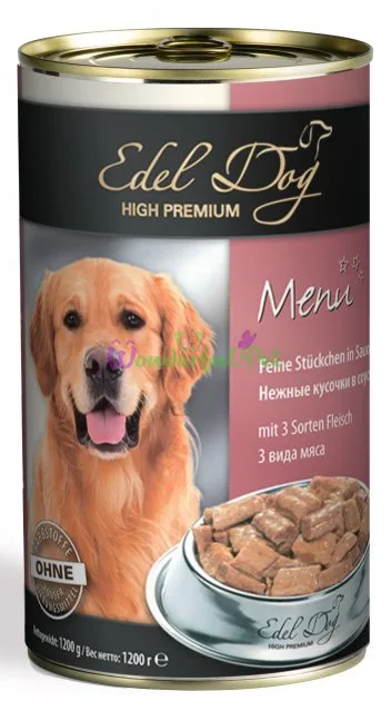 Влажный корм Edel Dog k 1.2 кг три вида мяса