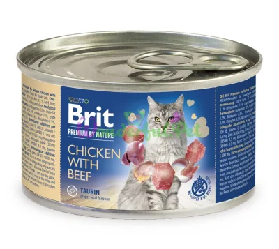 Влажный корм Brit Premium by Nature Cat k Chicken Beef 200 г