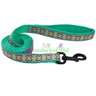 Поводок для собак Coastal Ribbon Weave Leash КОСТАЛ РИББОН ВЕЙВ темно-бирюзовый с косточками 1.6 см x 1.8 м