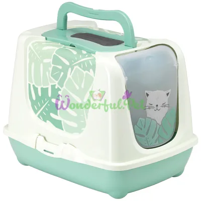 Закрытый туалет для кошек c угольным фильтром и лопаткой Moderna Trendy Cat Eden МОДЕРНА ЭДЕМ зеленый 49.97х39.08х38.91 см