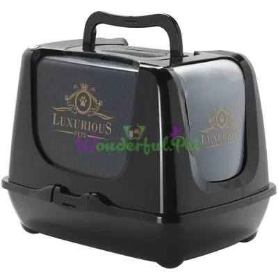 Закрытый туалет для кошек c угольным фильтром и лопаткой Moderna Trendy Cat Luxurious МОДЕРНА ЛАКШЕРИЗ черный 57.3х44.4х43.8 см