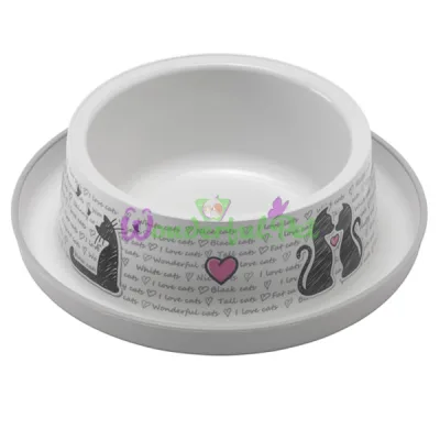 Миска для кошек Moderna Trendy Dinner Cats in Love МОДЕРНА ВЛЮБЛЕННЫЕ КОТЫ защита от муравьев пластик d-16 см белый 17x17x5.3 см 350 мл