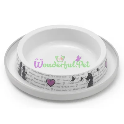 Миска для кошек Moderna Trendy Dinner Cats in Love МОДЕРНА ВЛЮБЛЕННЫЕ КОТЫ защита от муравьев пластик белый 15.7x15.7x3.4 см 210 мл