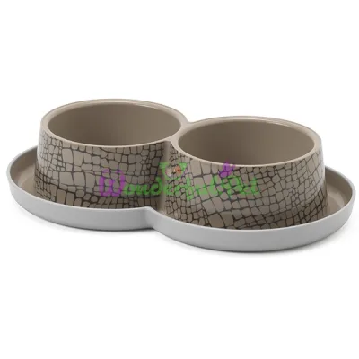 Миска для кошек двойная защита от муравьев Moderna Double Trendy Dinner WildLife МОДЕРНА Дикий Мир 2х350 мл бежевый d-10 см