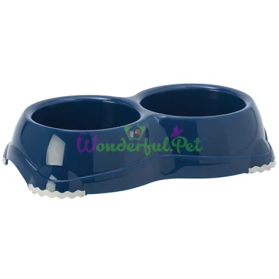 Double Bowl for Dogs and Cats Moderna Smarty No.1, plastic, 2x330 ml, d-11 cm, blueberry