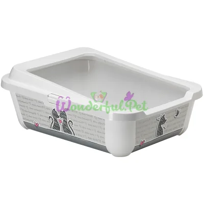 Туалет с бортиком для кошек Moderna Hercules Cats in Love МОДЕРНА ВЛЮБЛЕННЫЕ КОТЫ белый 50.94х39.18х19.19 см