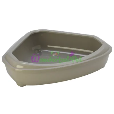 Туалет угловой для кошек с бортиком Moderna Corner Tray Rim МОДЕРНА Корнер 55х45х14 см теплый серый