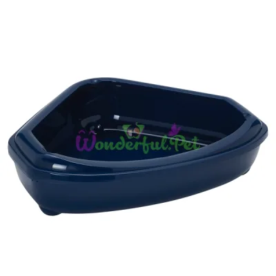 Туалет угловой для кошек с бортиком Moderna Corner Tray Rim МОДЕРНА Корнер 55х45х14 см черничный