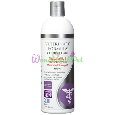 Veterinary Formula Antiparasitic Antiseborrheic Shampoo ВЕТЕРИНАРНАЯ ФОРМУЛА АНТИПАРАЗИТАРНЫЙ и АНТИСЕБОРЕЙНЫЙ шампунь с дегтем, серой, салициловой кислотой для собак , 0.473 л.