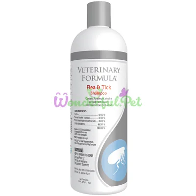 Veterinary Formula Flea Tick Shampoo ВЕТЕРИНАРНАЯ ФОРМУЛА ШАМПУНЬ ОТ БЛОХ И КЛЕЩЕЙ для собак и кошек, с алоэ и ланолином , 0.473 л.