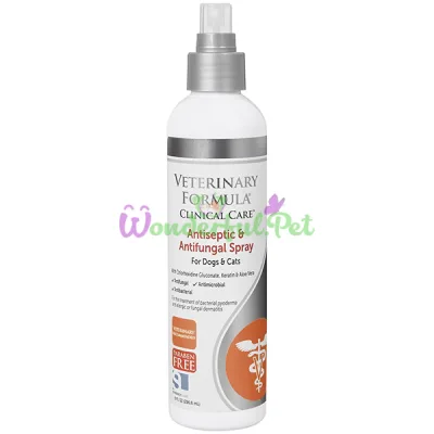 Veterinary Formula Antiseptic Antifungal Spray ВЕТЕРИНАРНАЯ ФОРМУЛА АНТИСЕПТИЧЕСКИЙ и ПРОТИВОГРИБКОВЫЙ спрей с хлоргексидином, кератином, алоэ вера для собак и котов , 0.236 л.