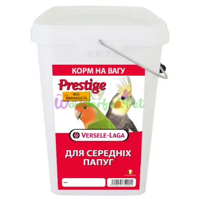 Корм для средних попугаев Versele-Laga Prestige Big Parakeets ВЕРСЕЛЕ-ЛАГА ПРЕСТИЖ СРЕДНИЙ ПОПУГАЙ зерновая смесь с орехами 5 кг ведро