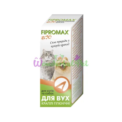 Краплі FIPROMAX БІО д вух гігієнічні, для котів і собак 15мл - 10шт уп