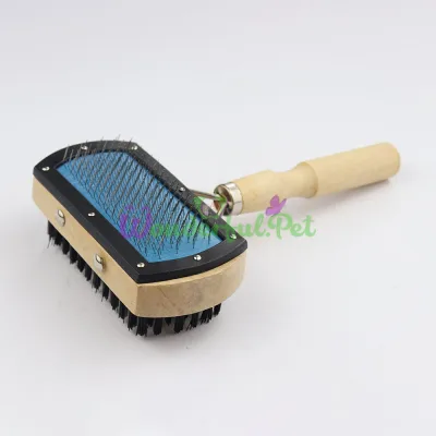 Pushistik Double-Sided Slicker Brush for Coat Care 10x17 cm