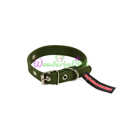 Pukhnastyky Canvas Dog Collar, Green 20 mm 38 cm