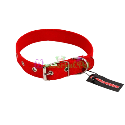 Pukhnastyky Canvas Dog Collar, Red 25 mm 49 cm