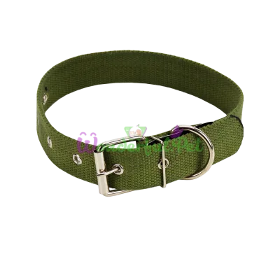 Pukhnastyky Canvas Dog Collar, Green 35 mm 60 cm