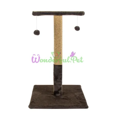 Pukhnastyky Cat Scratching Post with Shelf, Jute, Chocolate 72x45