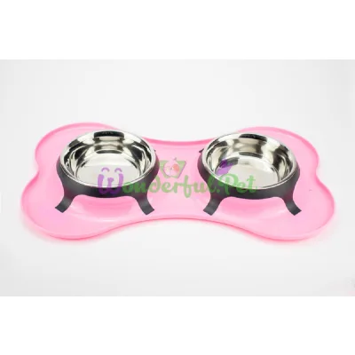 Миски на подставке в форме кости AGILITY Pink 2x400 мл