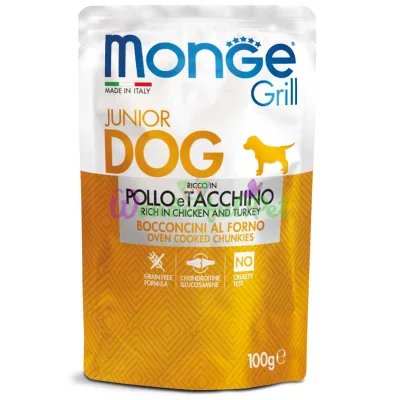 MONGE DOG GRILL Puppy Junior Chicken Turkey Wet Food 100 g