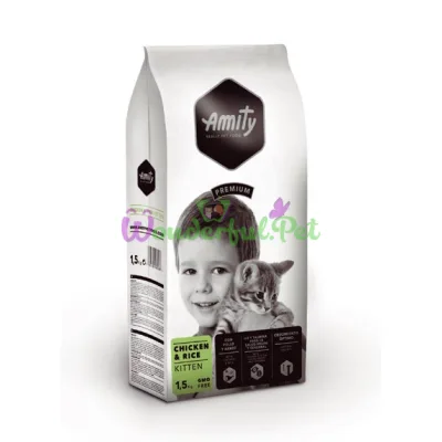 АКЦИЯ! Корм для кошек AMITY Kitten, повседневный для котят, с курицей и рисом, 10KG + 1,5KG FREE