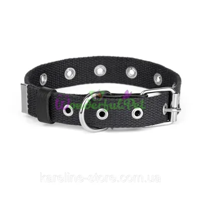 Before 614 1 Adjustable Polycotton Dog Collar 35 mm Black