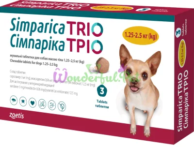 Zoetis Simparica TRIO Dog 1.25-2.5 kg Pack