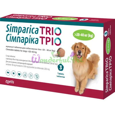 Таблетки Zoetis Simparica TRIO Dog 20-40 кг упаковка