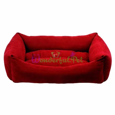 Диван для животных COOKIE, прямоугольный с бортиками (красный) 95x70x22 см XL
