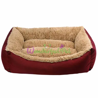 Лежак MiLORD JELLYBEAN бордово-бежевый 95x70x22 см XL