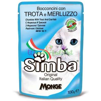 Вологий корм Monge Simba Cat Wet Trout Cod Fish 100 г
