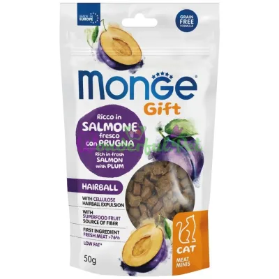 Monge Gift Cat Hairball Salmon Plum Treats 50 g