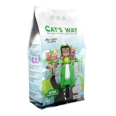 Бентонітовий наповнювач CATS WAY алое вера + зелені гранули, 10л