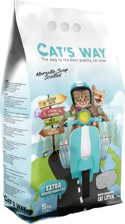 CAT'S WAY Marseille Soap Bentonite Cat Litter, Turquoise Granules, 5 L