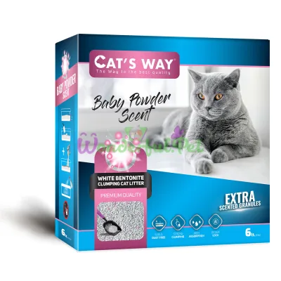 Бентонітовий наповнювач CATS WAY BOX дитяча присипка + рожеві гранули, 6л коробка