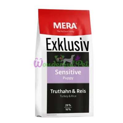 MERA EXCLUSIV sensitive Puppy food for breeding all breeds sensitive to poisoning or susceptible to allergies, with turkey and rice, 15 kg (131)