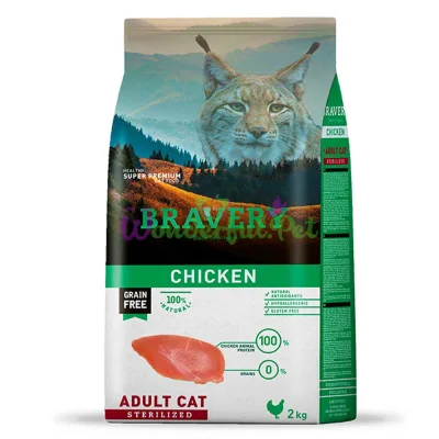 BRAVERY Chicken Adult Cat Sterilized, сухий корм для дор. котів стерилізованих, з куркою 7 kg (301)