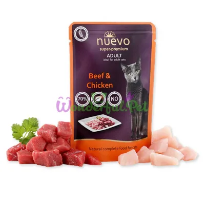 NUEVO Cat Adult Beef & Chicken Pouch 85 g