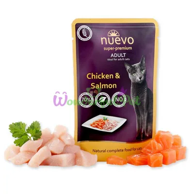 NUEVO Cat Adult Chicken & Salmon Pouch 85 g