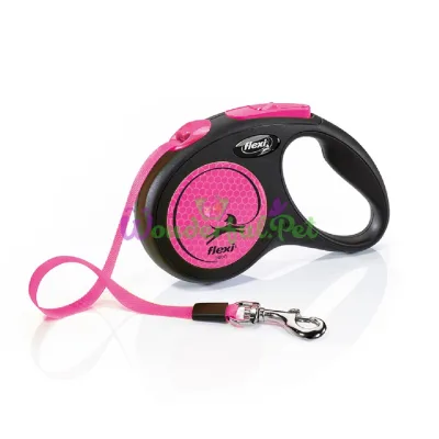Рулетка FLEXI New Neon S Tape Pink 5 м 15 кг