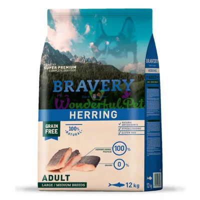 BRAVERY Herring Large Medium Adult,сухий корм для дор.собак cередних и крупных пород,с оселедцем 4kg