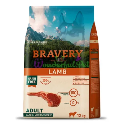 BRAVERY Lamb Large Medium Adult,сухий корм для дор.собак cередних и крупных пород,с ягненком 4kg