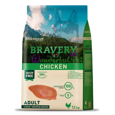 BRAVERY Chicken Adult Large Medium,сухий корм для дор.собак середних и крупных пород, с курицей 4kg