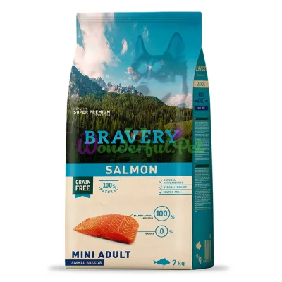 BRAVERY Salmon Mini Adult, сухий корм для дор.собак мелких пород,с лососем 7kg (316)