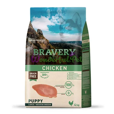 BRAVERY Chicken Puppy Large Medium,ΡΡΡ
ΠΈΠΉ ΠΊΠΎΡΠΌ Π΄Π»Ρ ΡΠ΅Π½ΠΊΠΎΠ² cΠ΅ΡΠ΅Π΄Π½ΠΈΡ
ΠΈ ΠΊΡΡΠΏΠ½ΡΡ
ΠΏΠΎΡΠΎΠ΄,Ρ ΠΊΡΡΠΈΡΠ΅ΠΉ 12kg (310)