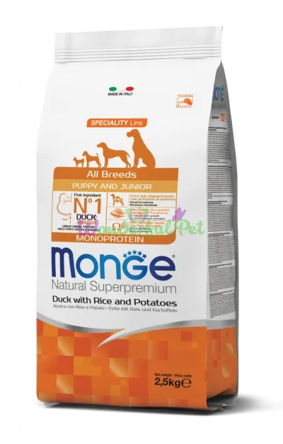 Сухий корм MONGE DOG All breeds Puppy Junior Mono Duck Rice 2.5 кг