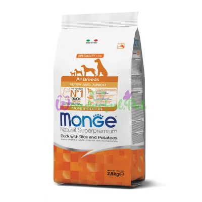 Сухой корм MONGE DOG All breeds Puppy Junior Mono Duck Rice 2.5 кг
